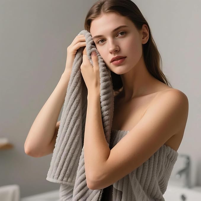 Extra Large Bath Towel Set of 6 (40"x80"),Oversized Bath Sheet Super Soft Highly Absorbent Microfibers Quick Dry Luxury Shower Towel for Bathroom Spa Gym Hotel Yoga (Gray, 6Piece)