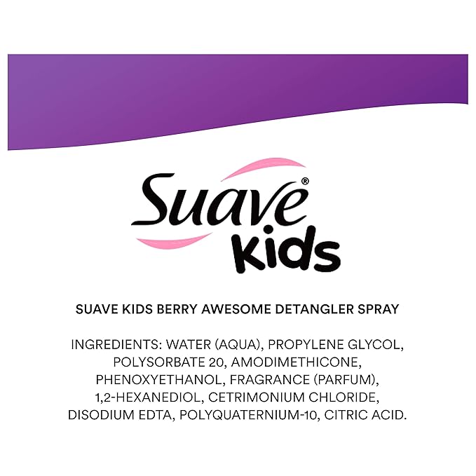 Suave Kids Detangler Spray For Tear-Free Styling, Berry Awesome Dermatologist-Tested Hair Detangler Formula 10 oz, Pack of 6