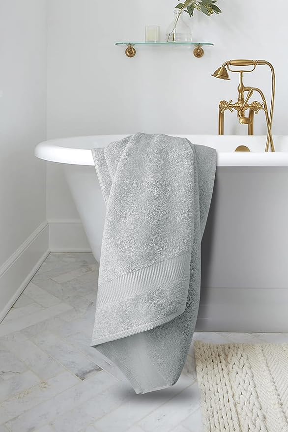 Softolle Luxury Bath Towels Set of 4 (27” x 54”) | Towels for Bathroom | Super Soft | Highly Absorbent Towels for Home, Spa, Gym (Silver Grey-Navy Blue)