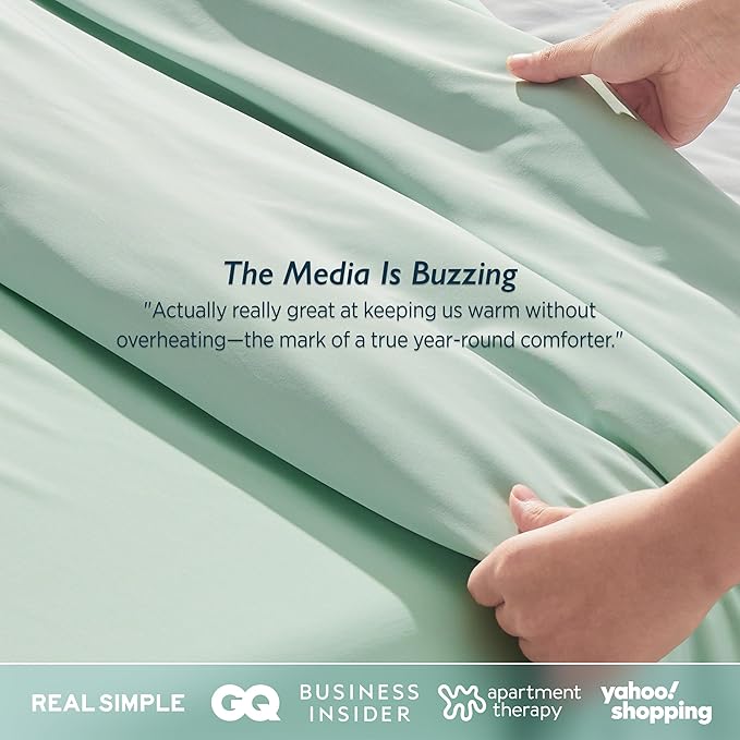 Breescape Cooling Comforter Queen Size - BlendTek™ Q-Max>0.46 Tech, Breathable Blanket for Hot Sleepers & Night Sweats Relief, Premium Lightweight Summer Bedding, 96x96 Inches, Mint Green