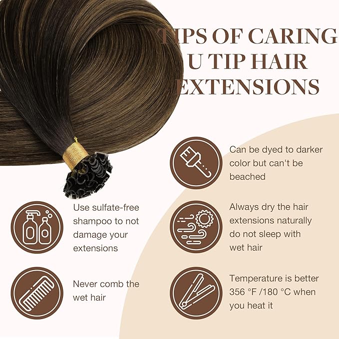 GOO GOO U Tip Hair Extensions, 22inch 50g 50S, Hot Fusion, Invisible Remy, 2/6/2 Balayage Dark Brown to Chestnut Brown