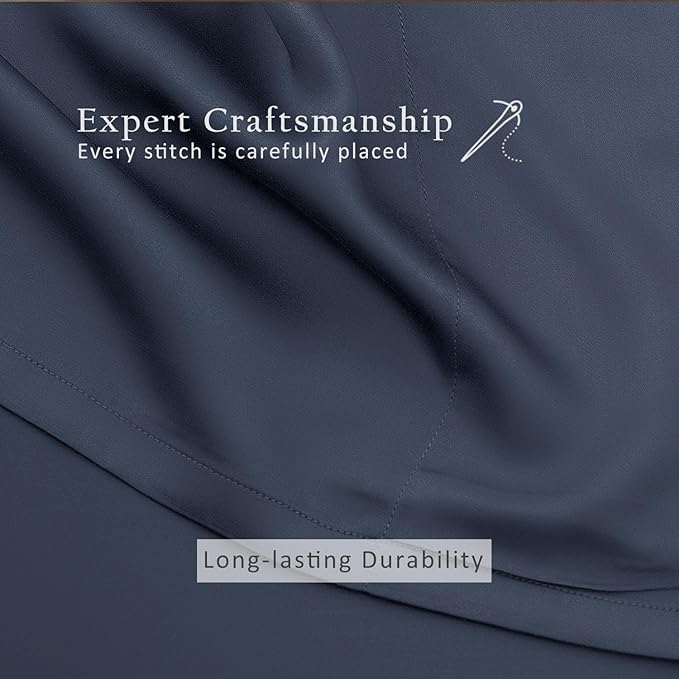 TOSMO Luxury Cooling Sheet Set - 100% Viscose from Bamboo, 4-Piece Bedding Set (Cal King Size) - 18” Extra Deep Pockets, Oeko-Tex Certified, Silky Soft and Breathable, Slate