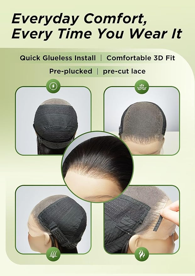 Straight 13*6 Raw Sraight Real Glueless human Hair Wigs for Women,SKINLIKE HD Lace Frontal human Hair,Triple Lifespan Than Regular Hair,250 Density 13*6 HD Lace Frontal human Hair 20ince