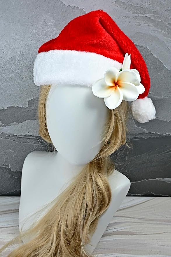 Pack of 2 Real Touch Flowers Hawaiian Flower Hair Clips Plumeria Hibiscus Hair Clips Handmade Hair Accessories for Beach Wedding Bridal Party Mother's Day Women Girls Holiday Gifts (c-813, 2pcs)
