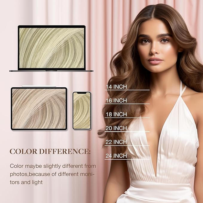 GOO GOO I Tip Hair Extensions Real Human Hair, 16inch 50g 100S, Invisible Remy Cold Fusion I Tip Hair Extensions, 17A/60A Ash Blonde Highlighted Platinum Blonde