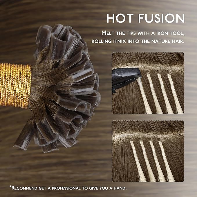 WENNALIFE U Tip Hair Extensions Human Hair, 50g 50s 16 Inch Light Ash Brown Remy Hair Extensions K Tip Hair Extension Real Human Hair Invisible Straight Keratin Hair Extensions