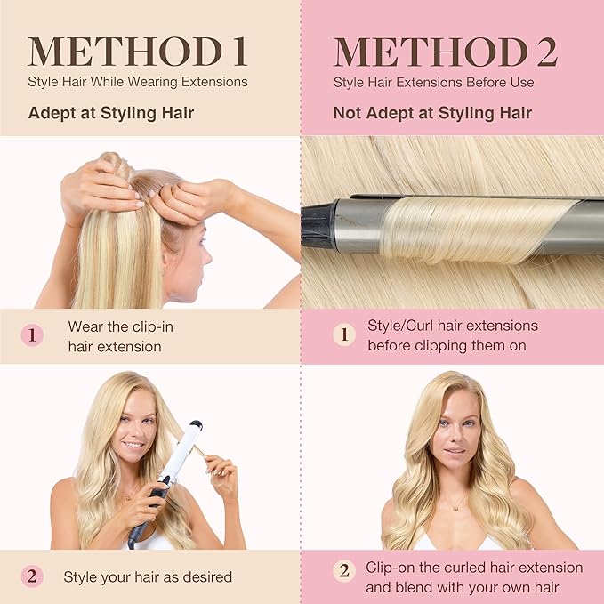 GOO GOO Clip in Hair Extensions Real Human Hair, Remy Human Hair Extensions Clip ins for Women, Natural Human Hair, 14inch 110g 7Pcs, 18D/22F Dirty Blonde Highlights