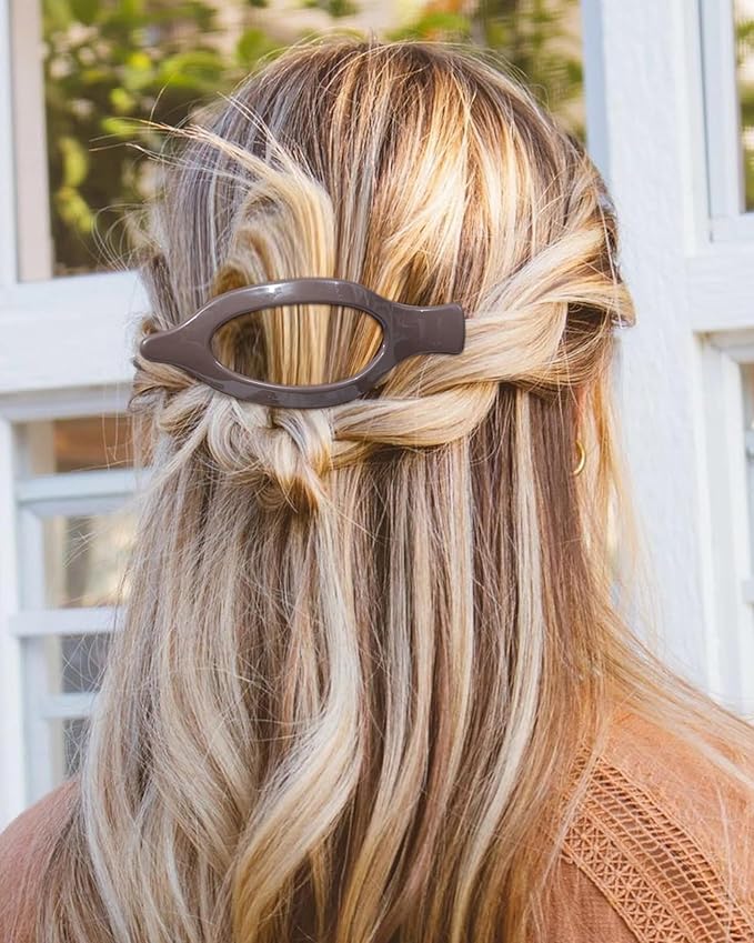 6 PCS French Flat Hair Clips for Women 2 Styles Large Matte Flat Claw Clips Strong Hold No-Slip French Hair Barrettes for Thick Thin Hair(Leopard 3+ Brown 3)