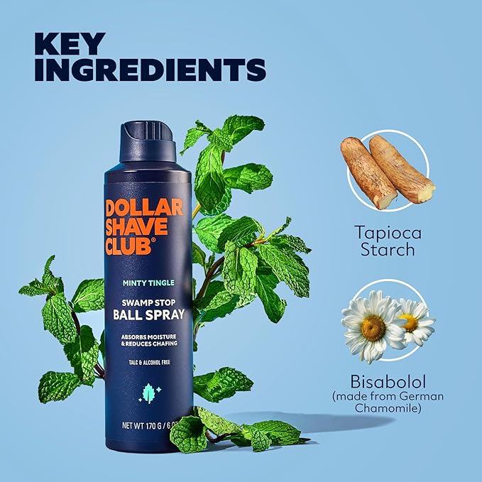 Dollar Shave Club | Ball Spray (2 Pack) | Fast Absorbing Body Deodorant Spray for Men