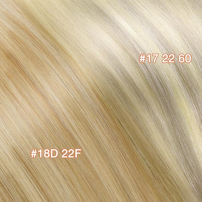 GOO GOO Invisi Edge Clip in Hair Extensions Set, 14inch 130g, 5pcs Injected Seamless PU Clip ins and 4pcs Classical PU Clip ins, Virgin Real Human Hair, #(T17/22) P60