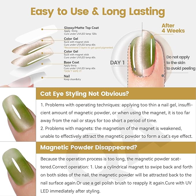 YTD Likomey Cat Eye Gel Nail Polish,Crystal 15ml Guava Green Pink Magnetic Shimmer Shimmer Glitter Jelly Shiny Salon Home Fall Winter UV Nail Varnish with Magnet Stick,HEMA Free TPO Free,MY516