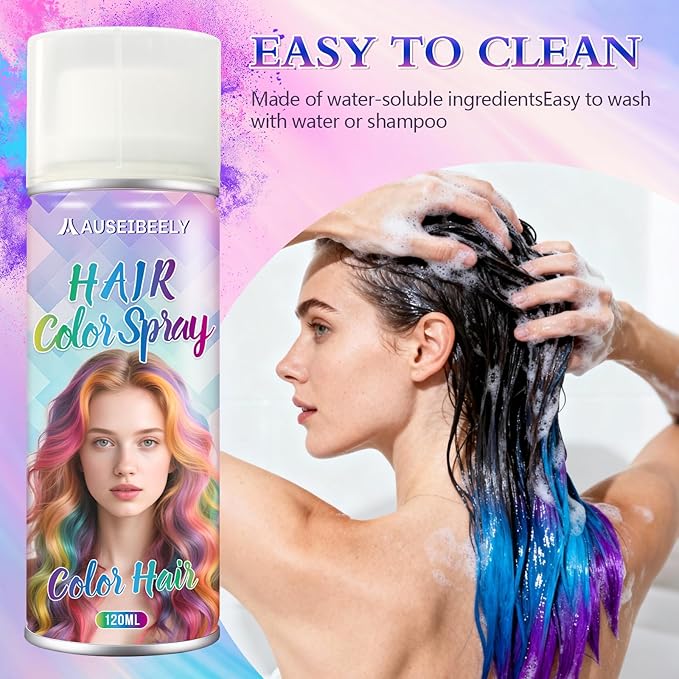 3 Pack Temporary Hair Color Spray - Purple. Blue, Pink - Washable Hair Color Spray for Kids Women Men Non-Toxic Hair Dye for Christmas Cosplay Party Concert with Hair Styling Comb Set