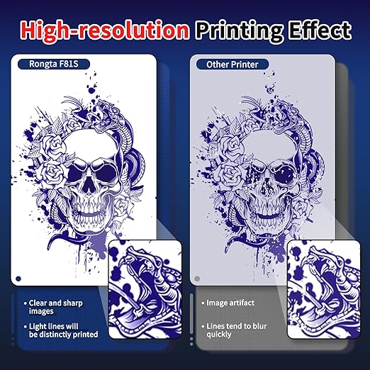 Rongta Tattoo Stencil Printer, Wireless Tattoo Machine, Tattoo Supplies for Perfessional and Beginners, Bluetooth/USB Connectivity, 5pcs Free Stencil Paper Included, Black