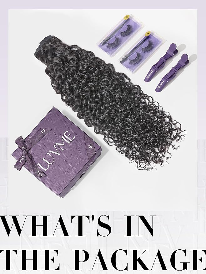 LUVME Burmese Curly Clip in Hair Extensions Real Human Hair Messy Curly Clip Ins Fullness with 1 Pack for Women Brazilian Remy Human Hair Natural Black 135g 24Inch