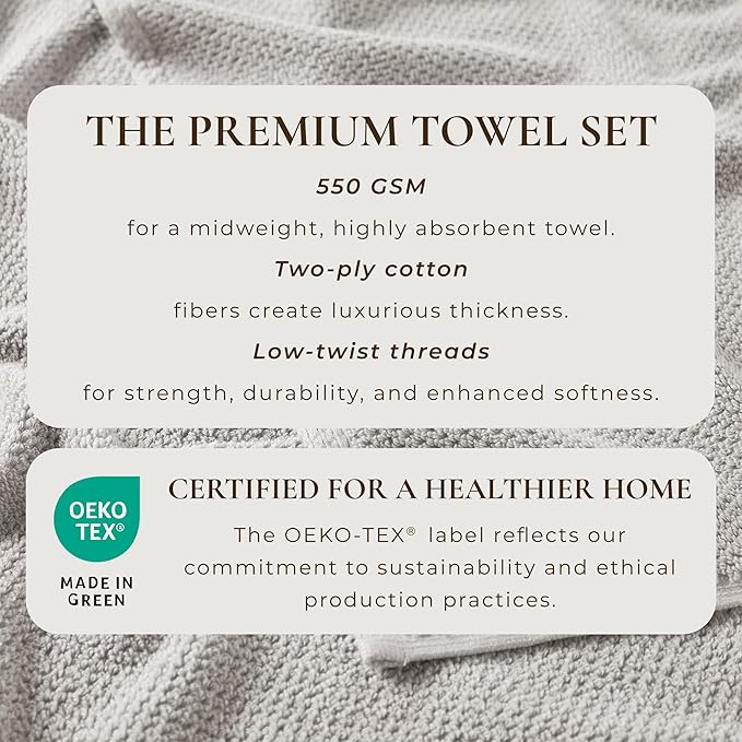 Great Bay Home 100% Cotton 4 Pack 54x27 Bath Towel Set - Absorbent, Quick-Drying, Durable Towels for Bathroom Decor - Low-Twist, Two-Ply Fibers (Light Grey)