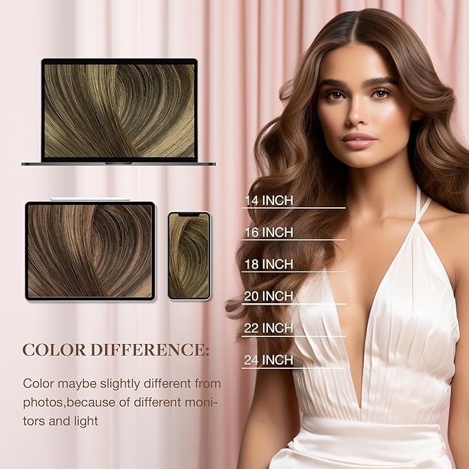 GOO GOO U Tip Hair Extensions Real Human Hair, 18inch 50g 50S, Invisible Remy Hot Fusion U Tip Hair Extensions,4/27/4 Balayage Chocolate Brown to Caramel Blonde