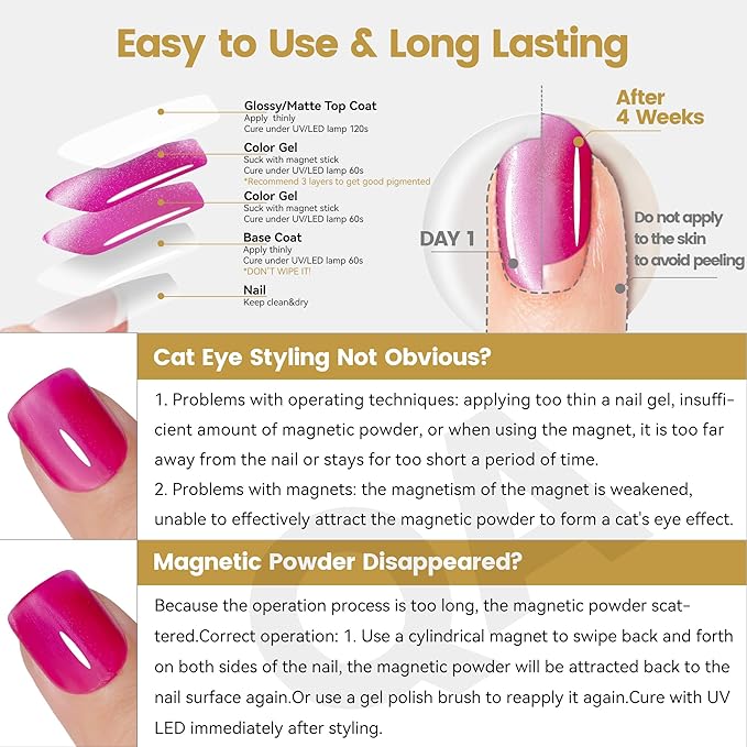 YTD Likomey Cat Eye Gel Nail Polish,Silk Glass 15ml Hot Pink Magnetic Shimmer Glitter Moonlight Jelly Shiny Salon Home Fall Winter UV Color Varnish with Magnet Stick,HEMA Free TPO Free,MY502