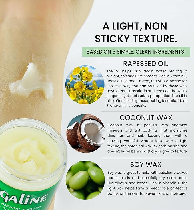 Beesaluxe Vegaline - 100% Natural, Vegan & Hypoallergenic Alternative to Petroleum Jelly - Unpetroleum - Lips, Hands, Baby, Makeup Remover and More (4 Ounce)