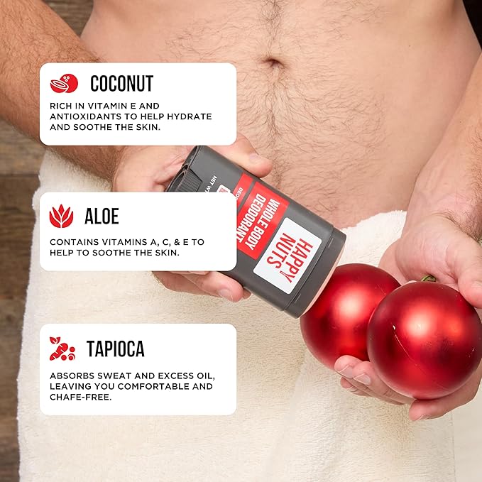 Happy Nuts Whole Body Deodorant for Men - Full Body Odor Control - Ideal for Perfect for Pits, Groin, and More - Powerful & Effective Men's Deodorant (2.65 Ounce (Pack of 1), Original)