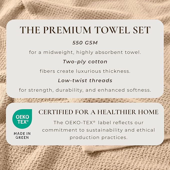 Great Bay Home 100% Cotton Oversized 2 Pack 68x35 Extra Large Towel Set - Absorbent, Quick-Drying, Durable Oversized Bath Sheets for Bathroom Décor (Taupe)