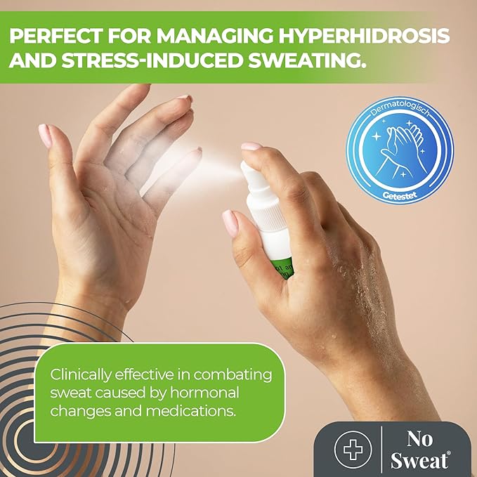 NO SWEAT Maximum Strength Antiperspirant Spray, Strong Deodorant for Excessive Sweating & Hyperhidrosis Treatment, Lasts up to 7 Days -50ml) Packing May Vary
