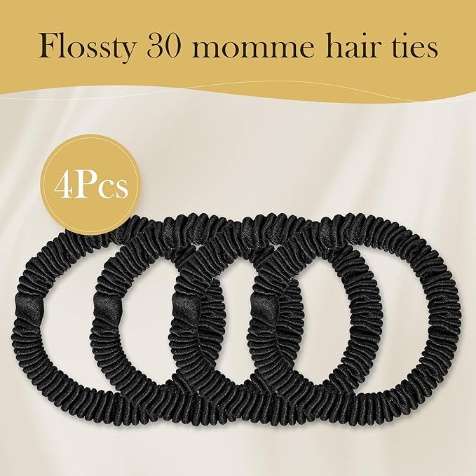 4pcs 30 Momme Silk Hair Ties - 100% Pure Mulberry Small Silk Scrunchies for Women Girls, Reduces Breakage | Stylish & Durable, Ideal for All Hair Types
