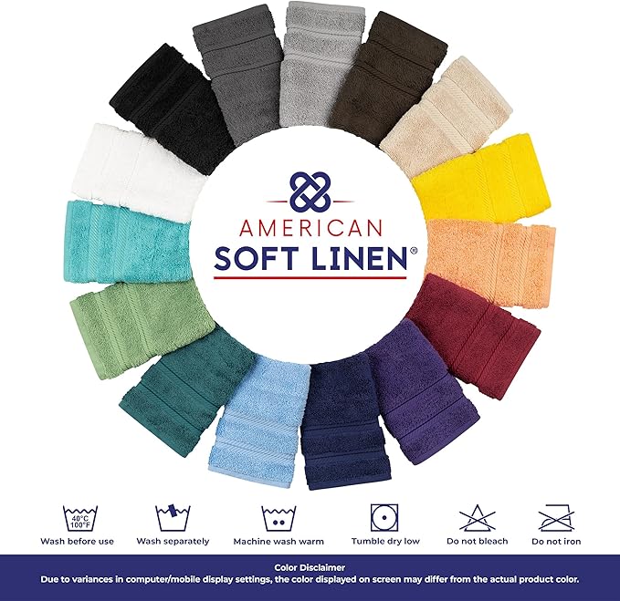 American Soft Linen Luxury Hand Towels for Bathroom, 600 GSM 100% Cotton Turkish 4 Piece Hand Towel Set, 600 GSM Hand Face Towels for Kitchen, Sky Blue Hand Towels
