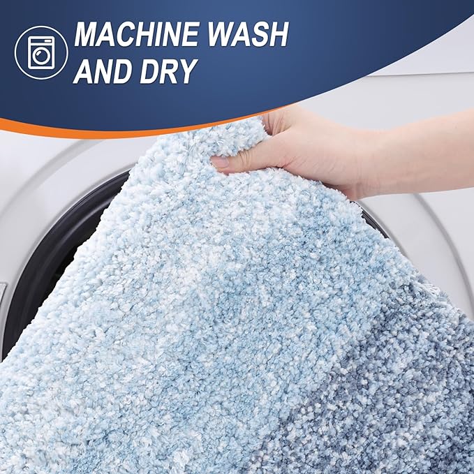 OLANLY Bathroom Runner Rugs 59x24, Extra Soft Absorbent Microfiber Bath Rugs, Rubber Backing, Quick Dry, Machine Washable Bath Mats for Bathroom Floor, Tub and Shower, Home Decor Accessories, Blue
