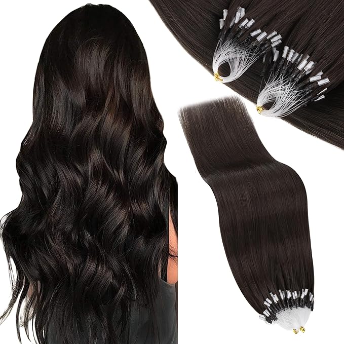 GOO GOO Micro Link Tip Hair Extensions, Real Human Hair, 18inch 50g 50S, Cold Fusion, Invisible Remy, 2 Dark Brown