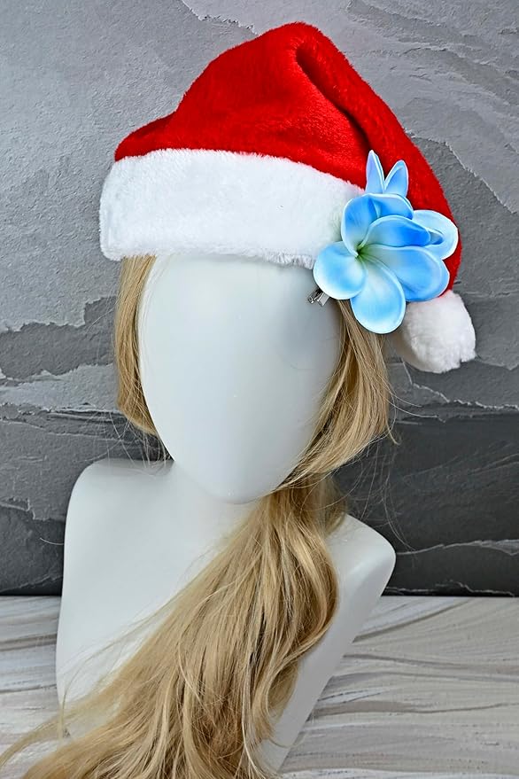 Pack of 2 Real Touch Flowers Hawaiian Flower Hair Clips Plumeria Hibiscus Hair Clips Handmade Hair Accessories for Beach Wedding Bridal Party Mother's Day Women Girls Holiday Gifts (c-820, 2pcs)