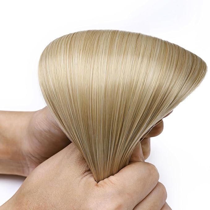 S-noilite One Piece 30" Long Straight Clip-in Hair Extensions Ash Blonde Thick Hair Piece for Women - Full Head Natural Soft Synthetic Fiber Hairpieces