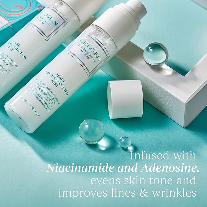 Pearl Moisture Solution Mist – Ultra Fine 3-in-1 Setting Spray with Niacinamide and Pearl Extract, Glow Makeup Primer for Dry Skin, Travel Size Lightweight Facial Toner (1.68 fl oz)