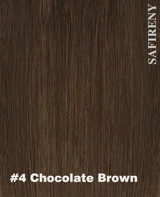 Clip in Hair Extensions Real Human Hair 14 Inch Chocolate Brown 140g 7pcs Hair Clip ins Straight Real Human Hair For Women(#4-14inch)