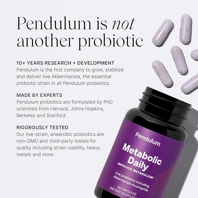 Pendulum Metabolic Daily - Multi-Strain Probiotic with Akkermansia muciniphila to Support Metabolism and Sustain Energy Levels - for Women and Men - 30 Capsules (1 Pack)