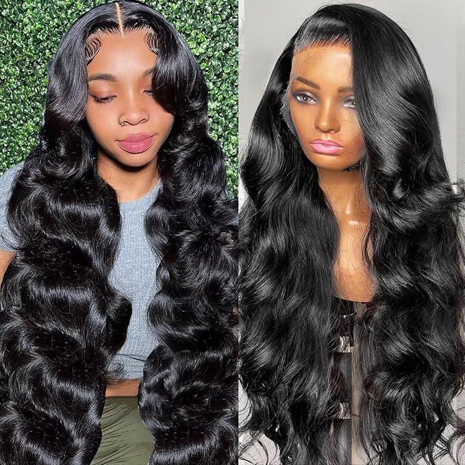 26Inch 13x6 Body Wave Lace Front Wigs Human Hair Pre Plucked 200% Density Glueless Human Hair Wigs for Women HD Transparent Lace Front Wigs with Natural Hairline