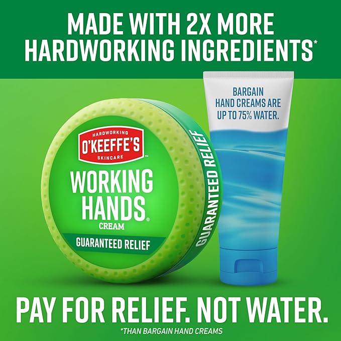O'Keeffe's Working Hands Hand Cream for Extreme Dryness - 3.4 oz Jar (2 Pack) - Repairing Skincare for Cracked, Dry Hands