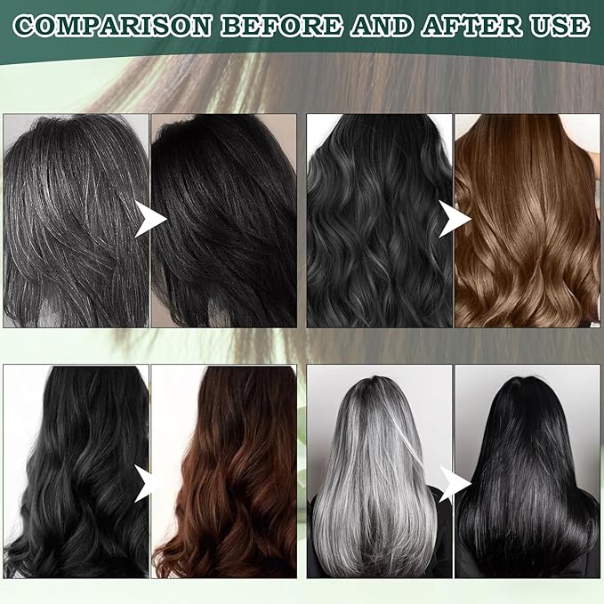 Mild Formula Long Lasting Hair Dye Set, Plant-Based Hair Color, New 3 In1 Shampoo Hair Dye, Single Agent Hair Dyeing Cream, Nourishing, Natural, Long-Lasting Shampoo for Gray Coverage (Natural Black)