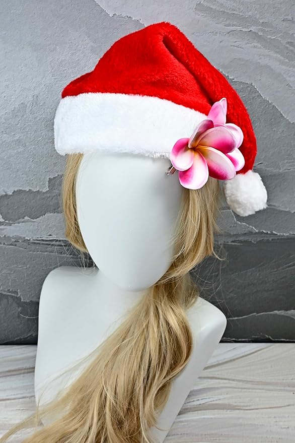 Pack of 2 Real Touch Flowers Hawaiian Flower Hair Clips Plumeria Hibiscus Hair Clips Handmade Hair Accessories for Beach Wedding Bridal Party Mother's Day Women Girls Holiday Gifts (c-801, 2pcs)