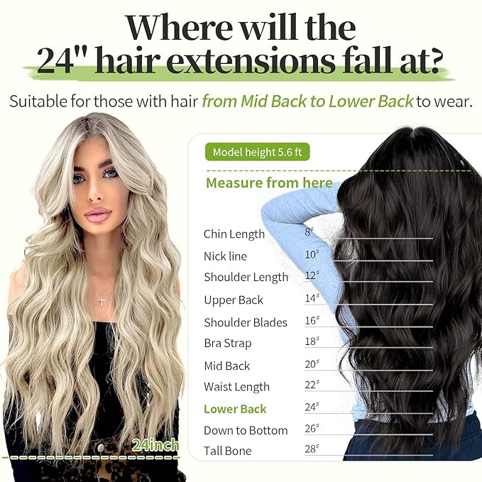 KooKaStyle Invisible Wire Hair Extensions with Transparent Wire Headband Adjustable Size 4 Secure Clips Long Wavy Hairpiece for Women(Beige Blonde mix Lvory Blonde Highlights 24inch)
