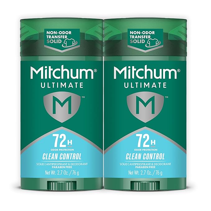 Mitchum Ultimate 72H Odor Protection Men’s Antiperspirant & Deodorant 2-Pack, Invisible Solid, Clean Control, 2.7 oz