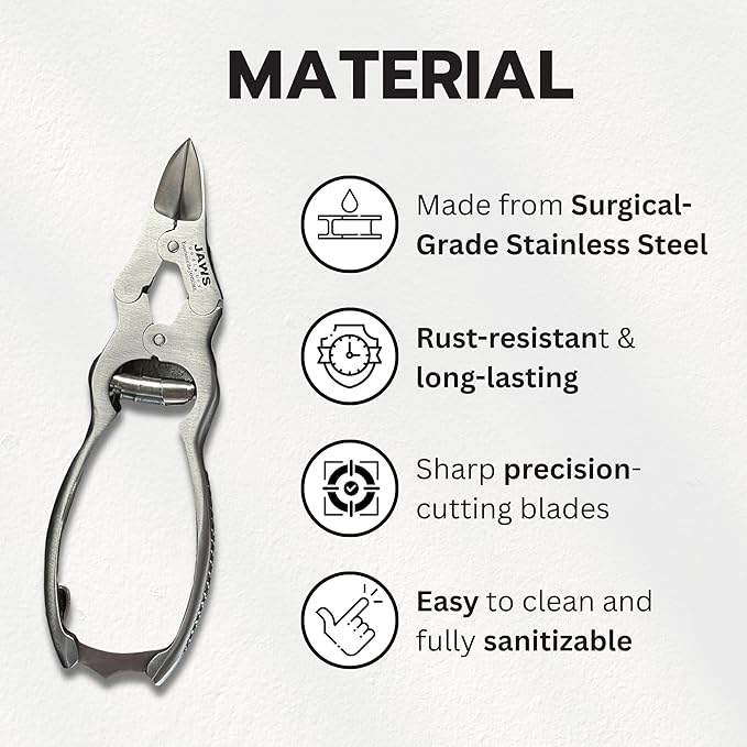 Large Surgical-Grade Toe Nail Clippers - Heavy Duty Double Action Mycotic - Jaws Podiatry Stainless Steel Toenail Clippers for Thick Toenails - Ingrown Cuticle Nippers - Manicure Pedicure Tools