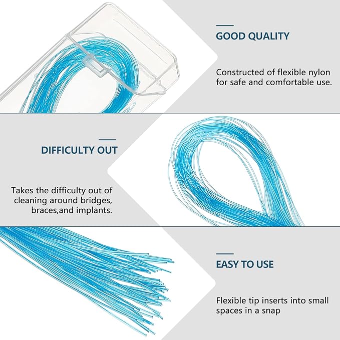 Floss Threaders, Deep Clean Dental Floss Threader for Braces, Bridges, and Implants 200PCS(4Pack),Blue