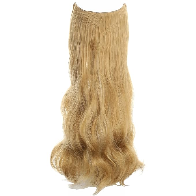 Invisible Wire Hair Extensions Transparent Wire Adjustable Size 4 Secure Clips Long Wavy Curly Secret Hairpiece 24 Inch for Women