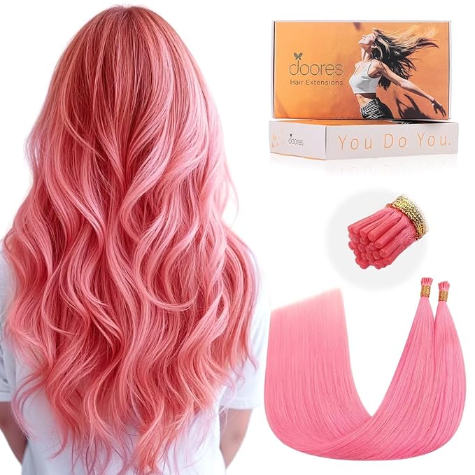 Doores I Tip Hair Extensions Human Hair, Light Pink 20 Inch 25g, Human Hair Extensions, Natural And Invisible