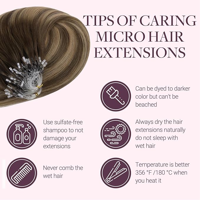 GOO GOO Micro Link Tip Hair Extensions Real Human Hair, 22in 50g 50S, Cold Fusion, Remy Hair, 4/27/4 Balayage Chocolate Brown to Caramel Blonde