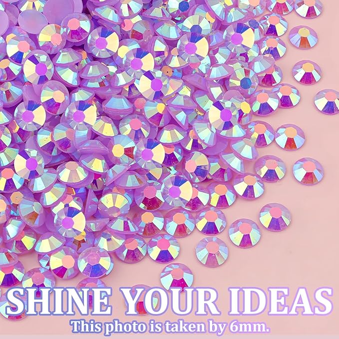 30000Pcs Lavender Purple AB Rhinestones for Bedazzling with B7000 Jewelry Glue, Bedazzler Kit Flatback Gems, Resin Rhinestones for Crafting Crafts Clothing Shoes Nail Art Assorted Size 2/3/4/5/6mm