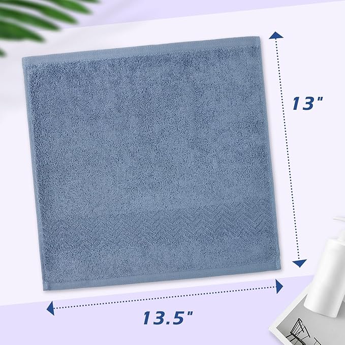 Cleanbear Cotton Washcloths Bath Wash Cloth Set 13 x 13 Inches, 6-Pack Face Cloths with 3 Colors