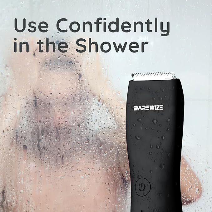 Body Hair & Pubic Hair Trimmer for Men | Waterproof, USB-C Rechargeable, LED Light, Replaceable Ceramic Blade, Electric Ball Shavers, Manscape Kit, Mens Personal Groomer (Noir)
