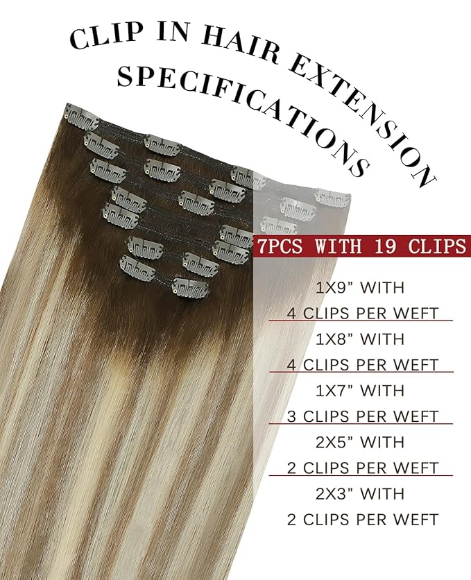Clip in Hair Extensions Real Human Hair Double Weft Balayage Color Walnut Brown To Ash Brown and Golden Blonde,Clip in Hair Extensions,20 Inch 160g,7pcs Per Set With 19 Clips(#3/8/22,20")