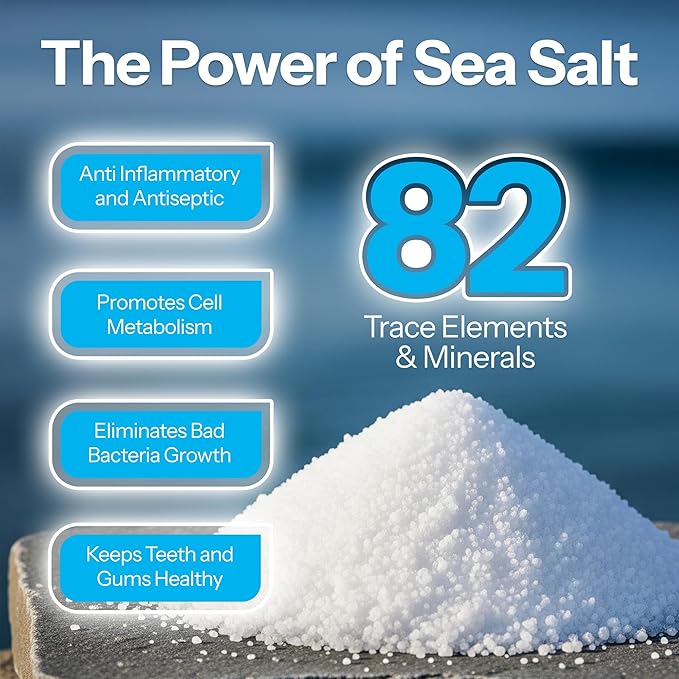 H2Ocean Healing Rinse Natural Sea Salt Mouthwash - Alcohol & Fluoride-Free Oral Care for Sore Throats, Wisdom Teeth Recovery & Gum Health - Mouth Rinse & Whitening Mouthwash, Lemon Ice, 16 oz